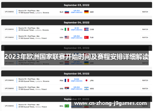 2023年欧洲国家联赛开始时间及赛程安排详细解读